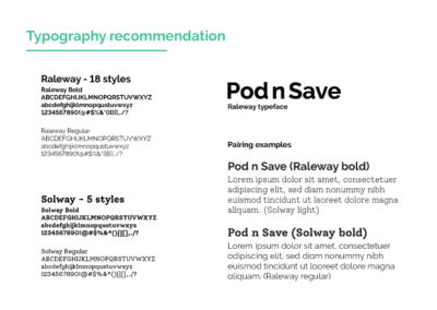 Pod n Save Brand Guideline Typography recommendation