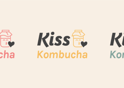 Kiss Kombucha logo variations